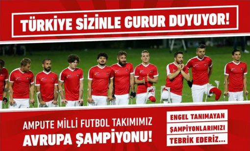 AMPUTE FUTBOL TAKIMIMIZ ŞAMPİYON 