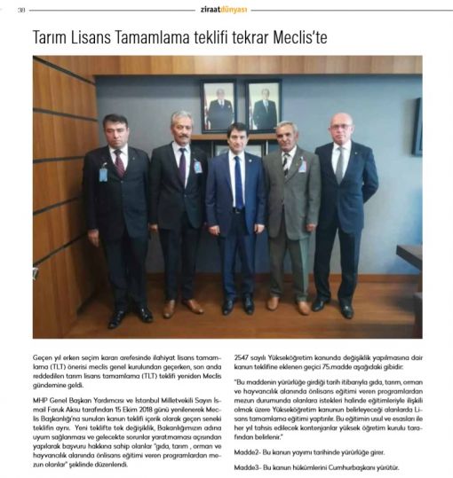 Tarım Lisans Tamamlama, TBMM, habertekniker 